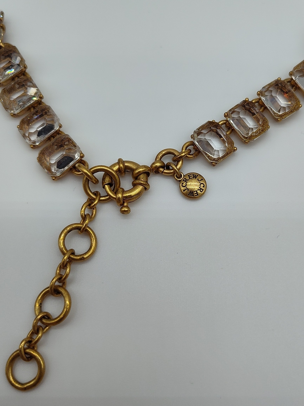 J CREW Crystal Statement Necklace Bracelet Set Gold Rhinestone Collar EUC - Picture 9 of 15